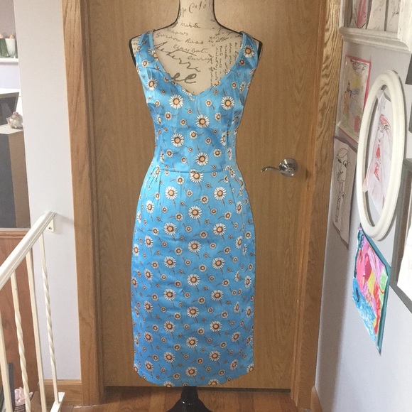 Bettie Page Dresses & Skirts - Bettie Page Tatyana Blue w/ daisies dress. Size?